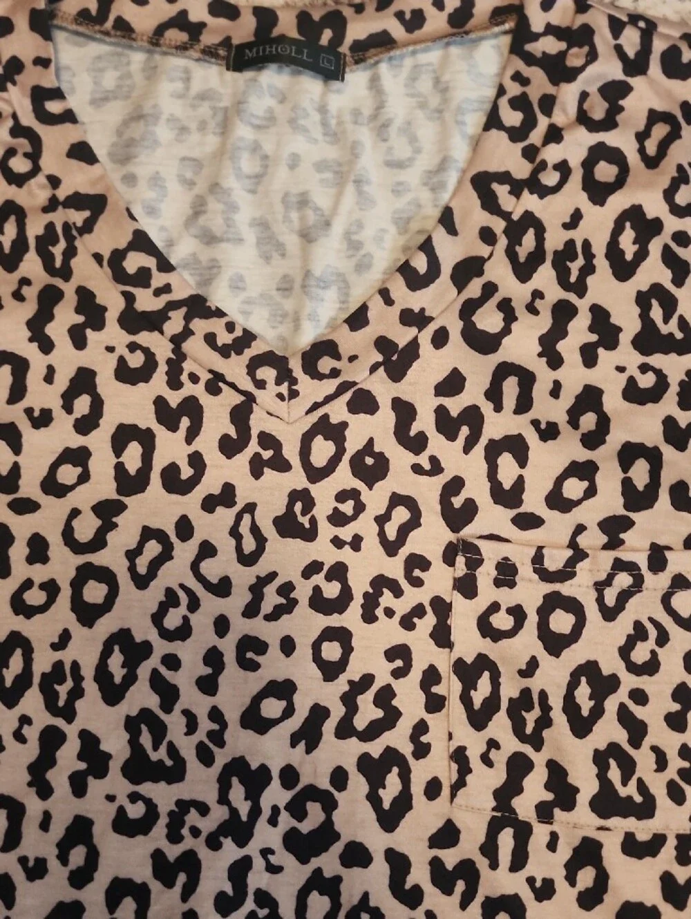 Womens Large Miholl Black Top with Leopard Pocket + Leopard Print Top..Like New - Picture 7 of 10